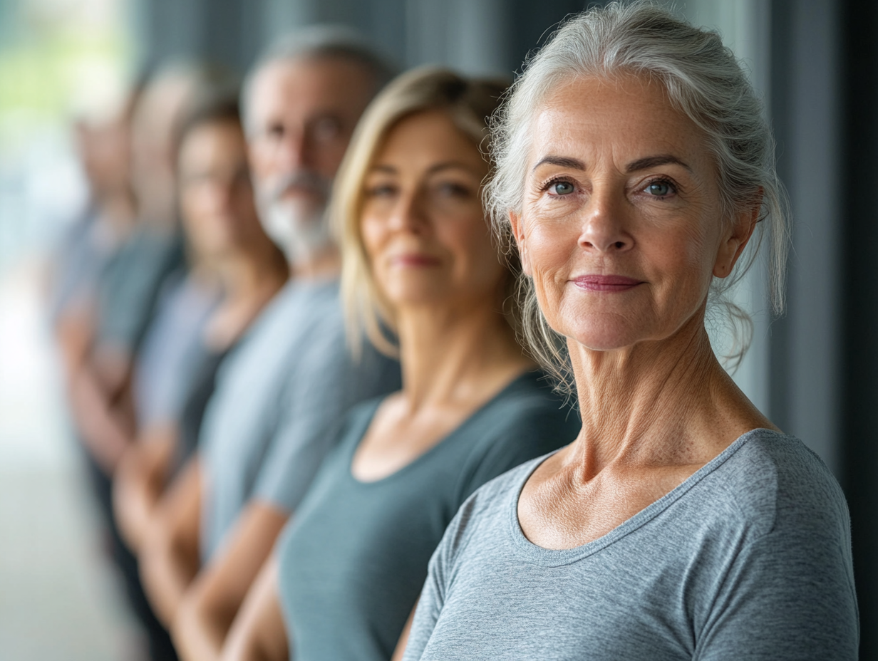 Група людей старшого віку займається фітнесом